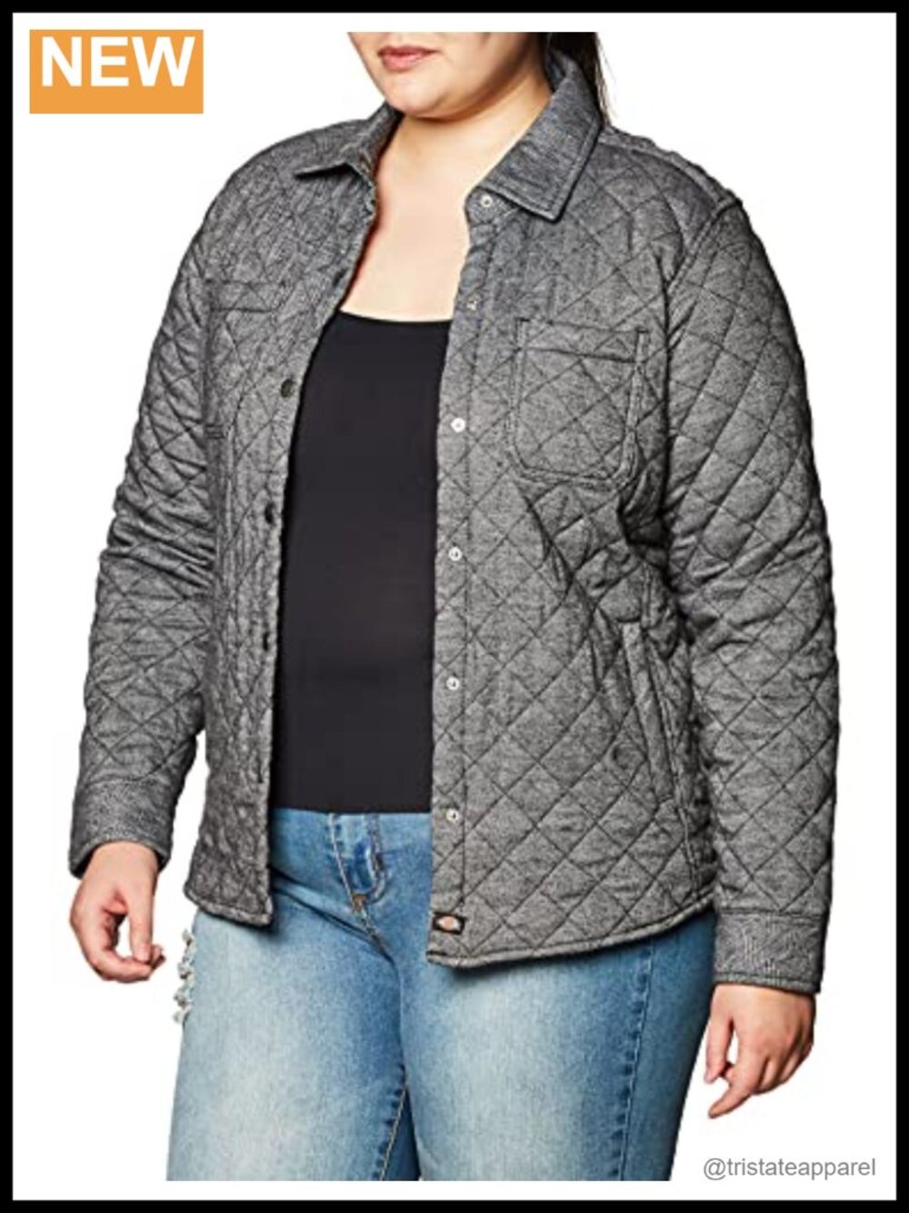 Quilted Flannel Shirt Jacket 100% Cotton Jersey Lined Snap Front